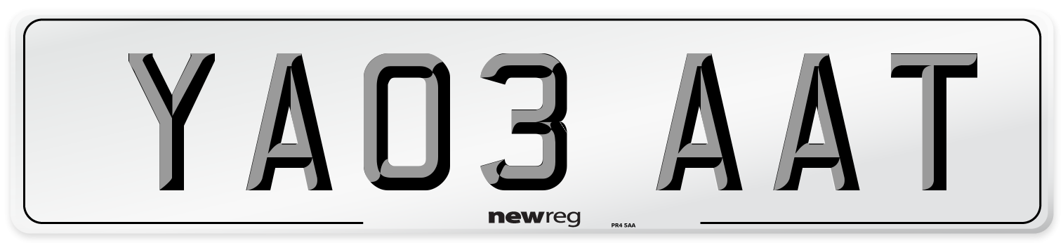 YA03 AAT Number Plate from New Reg